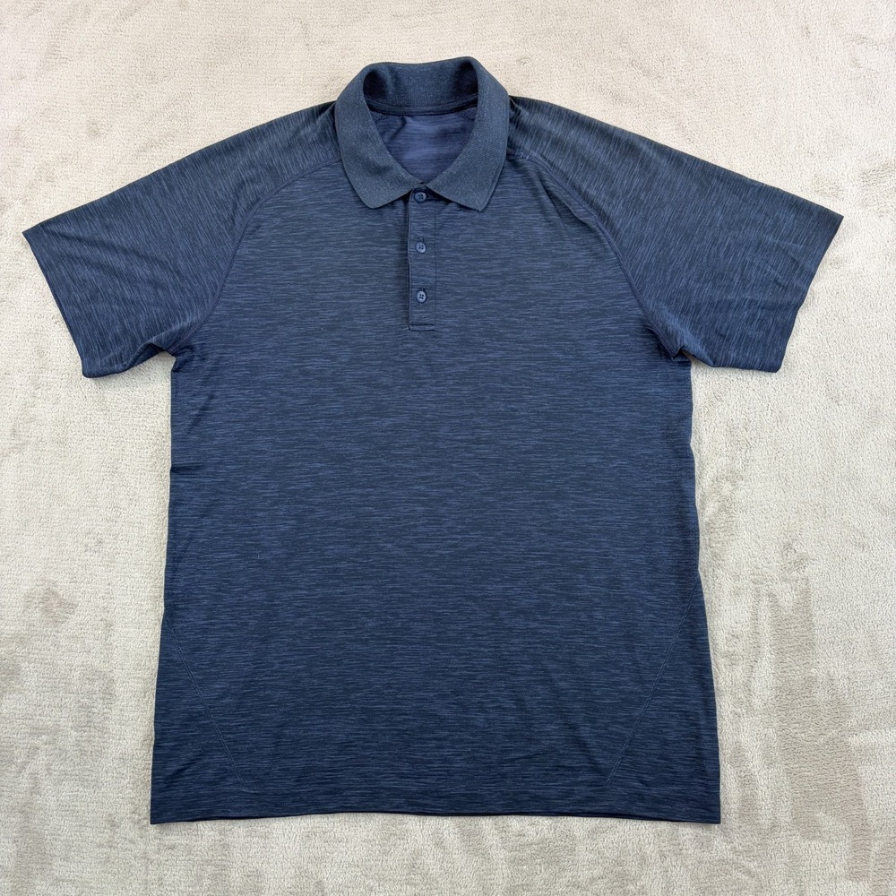 Lululemon Metal Vent Tech Polo Golf Shirt Heather Blue Men Large No Tag Wicking